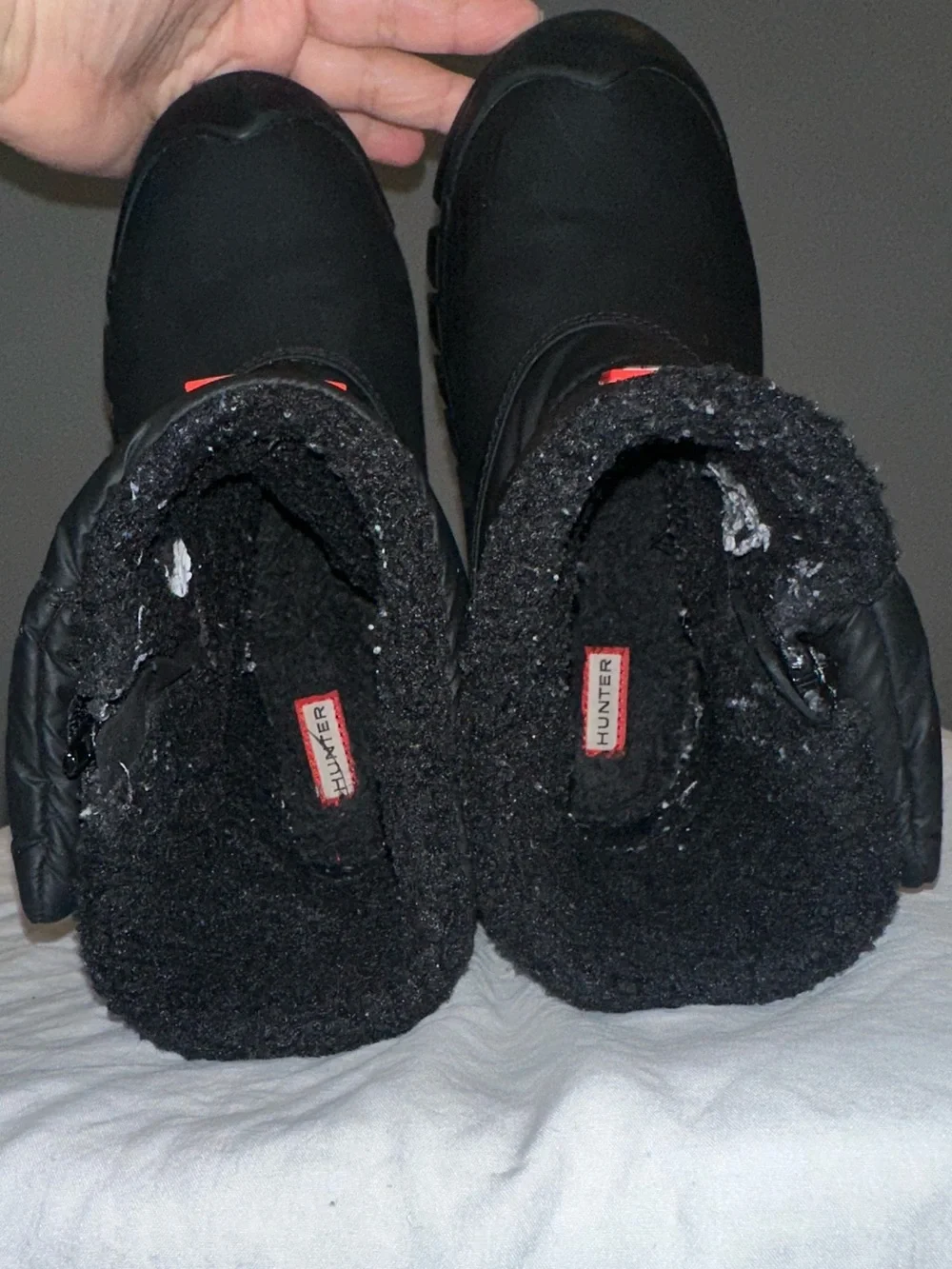 Hunter Kids Black Winter Snow Boots with Fleece Cuff